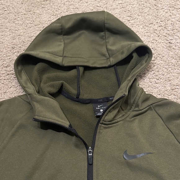 Nike Mens Dri-Fit Full Zip Athletic Hoodie Performance Jacket Olive Green Size L - Picture 3 of 8